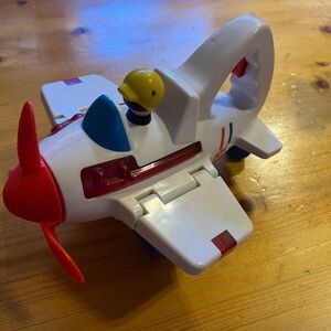 Buddy L 1987 Airplane Toy White Red Blue with Yellow Pilot Figure Collectible